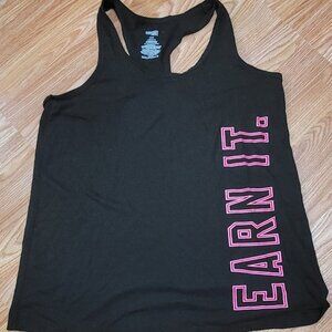 Danskin Now Women's Loose Racerback Sleeveless Tank Top EARN IT size XL - EUC